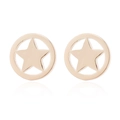 Elegant rose gold star studs earrings in stainless steel with a hollow circle design - Pentagram / Gold