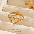 Minimalist 18k gold plated stainless steel heart open ring with 1.7cm inner diameter - Heart Open Style (ZN1482-593)