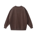 Oversized donkerbruine sweater met ronde hals en vintage gewassen verlaagde schouderlijn - S / Gewassen Donkere Koffie