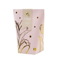 Pink paper gift bag with gold tulip patterns and a Thank You tag fastened by a gold rivet - Gold Stamping Floral Pattern Pocket Box - Pink