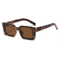 Vintage tortoiseshell rectangular sunglasses with brown lenses in a 45-degree side view - Tortoiseshell Frame Tea Lens