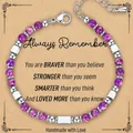 Detail of purple imperial stone beaded bracelet with metal spacers on message card - Always Card Style / With Card / Purple Imperial Stone