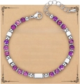 Detail of purple imperial stone beaded bracelet with metal spacers on message card - Always Card Style / With Card / Purple Imperial Stone