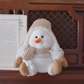 Plush snowman doll with sequined knit hat and scarf as a Christmas holiday ornament - Large Sitting Snowman