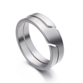 Modern minimalist stainless steel ring featuring a unique double-layer staggered slit design - Size 7 / Steel