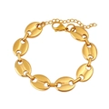 Gold plated stainless steel coffee bean link bracelet with adjustable lobster clasp - Gold Color 13mm Bracelet
