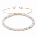 Bracelet tressé réglable avec perles en howlite blanche et séparateurs argentés - Howlite (11)