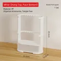 White multi-tier jewelry organizer stand with hooks and a drawer base made of PP plastic - 3-Tier White