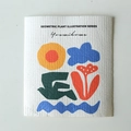 Absorbent wood pulp cellulose dishcloth with colorful geometric plant illustration design - Dove of Peace