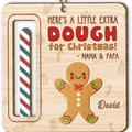 Gingerbread man wooden Christmas money holder ornament for cash gifts with engraving - Gingerbread/Extra Dough (Style 32)