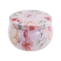 Pink floral metal storage tin with elegant rose pattern for tea or candles - D210-Pink Floral
