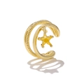 Ear cuff minimalista a doppio strato dorato con ciondolo a forma di stella in zircone giallo - EGJ0128 Oro/Torsione Doppio Strato Stella Pendente