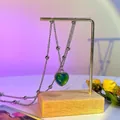 Collar con colgante de corazón estilo Y2K con efecto de cambio de color térmico en soporte - Collar que cambia de color sensible a la temperatura
