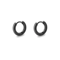 Minimalist black stainless steel hoop earrings with a polished finish for a sleek look - 2.5*8mm / Black