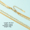 Double-layered 18K gold-plated necklace featuring a flat snake chain and paperclip link - 18K Gold