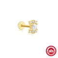 Golden S925 sterling silver ear stud with crown design and sparkling zircon gemstones - Gold #13 (Crown Arc Shape)