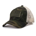 Damen Camouflage Trucker Cap mit US-Flaggen-Patch und atmungsaktivem Mesh-Netz - Verstellbar / Armeegrün Camo