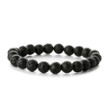 Bracciale minimalista in perle di pietra lavica nera con trama naturale e porosa - Vulcano