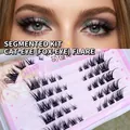 Faux cils segmentés style œil de renard noir pour un volume naturel et un look manga - Cinq Rangées Vol Oblique Œil de Renard