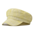 Detalle de la gorra newsboy de tweed amarillo y blanco con tejido texturizado y visera corta - Ajustable / Amarillo Brillante