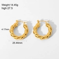Macro shot of gold twisted hoop earrings with weight and size dimensions noted - Gold Color (TE19136D0W0)