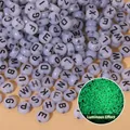 Glow-in-the-dark acrylic alphabet beads in translucent purple for DIY jewelry making - 4x7mm Noctilucent White Letters (100pcs)