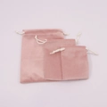 Pink velvet drawstring jewelry pouch set in three sizes for gift packaging - 7*9cm / Lotus root pink