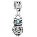 Vintage silver owl charm with deep blue rhinestone eyes and a bow-knot bail - Vintage Owl Style (11)