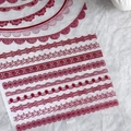 Thin ultra-tough nail art sticker KX035 featuring deep red lace patterns on white background - Dark Red Lace Style (KX035)