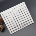 Detailed view of self-adhesive white acrylic rhinestones in assorted sizes for eye makeup - Clear White Rhinestone Style (E1) / 1 Piece