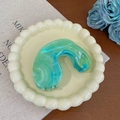 11cm mint green and blue marble texture acetate hair claw clip with geometric U-shape curve - U-Shaped Claw 8cm-Green