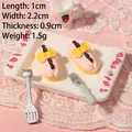Mini pink resin bread model with bow for DIY dollhouse crafts on white tray - Pink Bow Bread