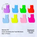 Wasserfeste PET-Haftnotizen in Katzenform, 8 fluoreszierende Farben, 400 Blatt - Neon Katzenfarben (8 Farben/400 Blatt)
