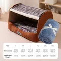 Brown warm enclosed pet house size chart for small to large dogs and cats - Bondi Blue Set (With Blanket) / XL(75*55*50cm)