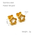 Star-shaped 18k gold plated stainless steel stud earrings with 7mm zircon inlay - White