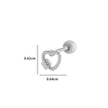 Silver heart shaped cartilage piercing with rope texture and screw back ball closure - 2# Silver (Heart)