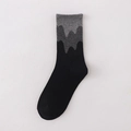 Mid-calf crew socks featuring a unique black and grey gradient drip patchwork design - One Size / Black