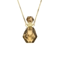 Green Aventurine flame crystal perfume bottle pendant with golden chain necklace - Smoky Quartz