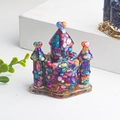 Handmade resin fairy castle ornament with colorful natural amethyst crystal gravel - Abalone Shell
