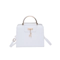 Sac à main blanc à motif crocodile avec pendentif cerf doré et poignée métallique - Blanc