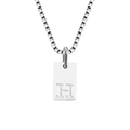 Silver square pendant necklace with engraved letter H on a stainless steel box chain - Letter H / Silver