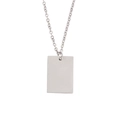Polished rectangular stainless steel pendant necklace with delicate silver chain - Steel