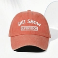 Vintage orange washed cotton baseball cap featuring Shit Show Supervisor embroidery - One Size / Orange