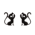 Minimalist black cat silhouette stud earrings made of high-quality alloy for women - Cat / Black