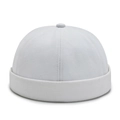 Minimalist solid white brimless docker hat in premium cotton fabric for street style - White