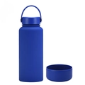 Navy blue matte 1L vacuum insulated water bottle with silicone protective boot - 1 L / Sapphire Blue