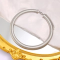Detail of silver snake bone textured punk choker necklace with lobster clasp and chain - Steel