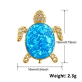 Ciondolo a tartaruga dorata con opale blu e cristalli bianchi, dimensioni 19mm per 16mm - A0017-Tartaruga Opale Blu Oro