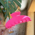 Y2K bright pink jelly color hair claw clip with large glossy shark clip design - Rose Red (Approx 10.5cm)