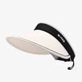 Crèmewitte opvouwbare zonneklep met brede rand en zwarte verstelbare letterband - Beige